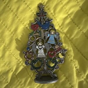 Kuhn Zinn Pewter Christmas Tree Enamel Hand Painted Figurine Germany 5"